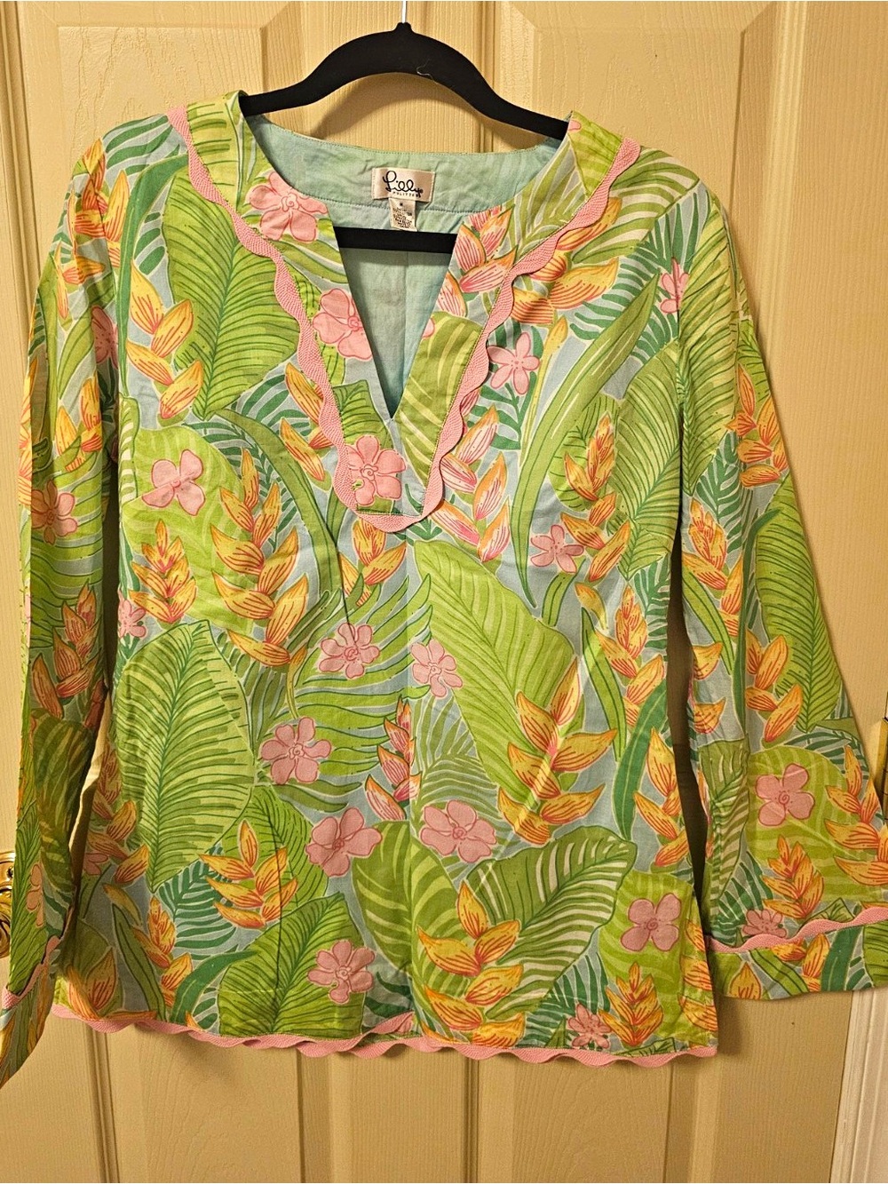 Lilly Pulitzer Women's Green Pink Blue Cotton Floral Tunic